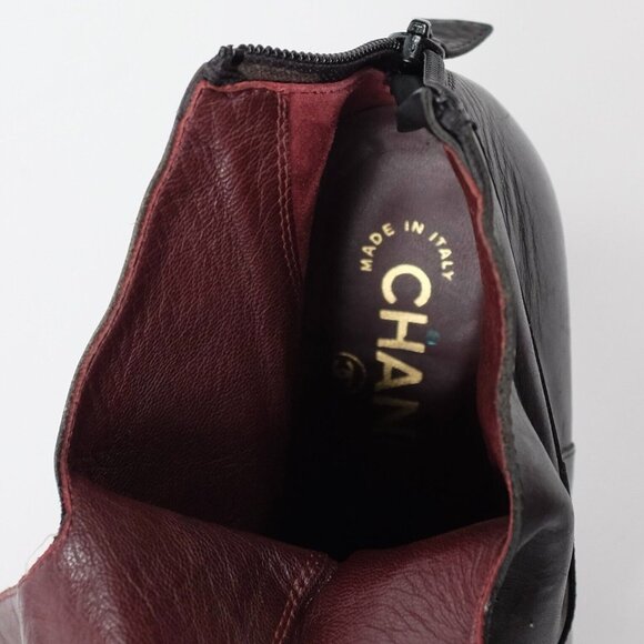 Chanel 39 US 9 ankle boots shoes CC logo beige toecap ankle strap 2007 - Picture 9 of 11